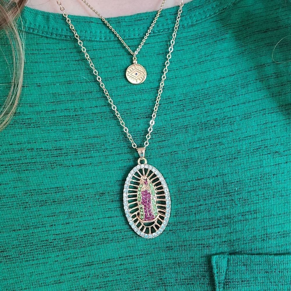 Mother Mary Crystal Pendant Necklace - Picture 7 of 7